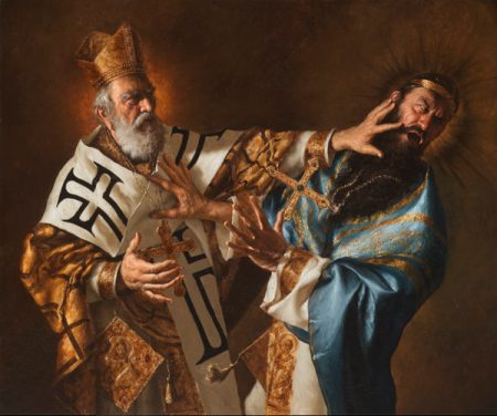 San Nicola di Bari schiaffeggia l'eresiarca Ario